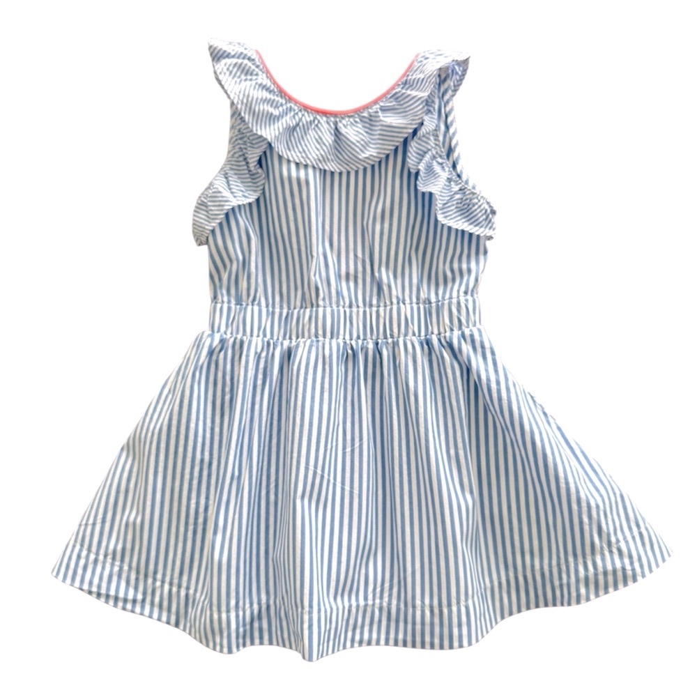 Crewcuts Blue and White Striped Ruffle Dress